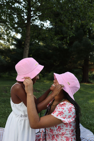 Baby Pink Corduroy Satin Lined Bucket Hat for Kids