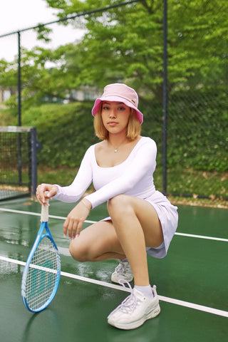 Baby Pink Corduroy Satin Lined Bucket Hat