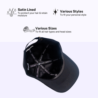 Black Satin Lined Baseball Cap