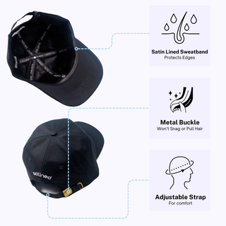 Black Satin Lined Baseball Cap
