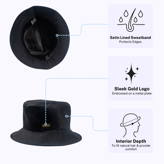 Kids - Basic Black Satin Lined Bucket Hat
