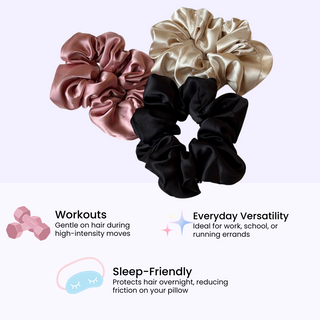 Large Satin Scrunchies – Everyday Hair Essentials (Set of 3)