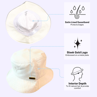White Corduroy Satin Lined Bucket Hat