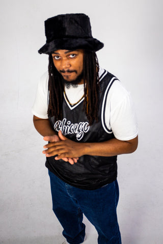 Black Vegan Fur Satin Lined Bucket Hat