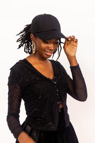 Black Satin Lined Baseball Cap