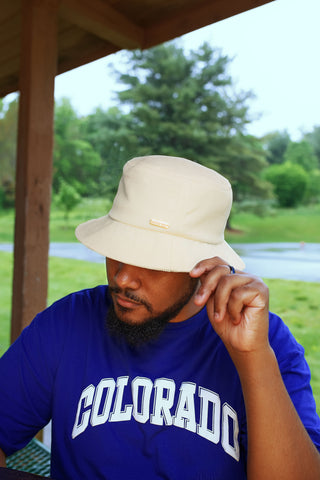 White Corduroy Satin Lined Bucket Hat