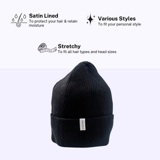 Basic Black Satin Lined Beanie