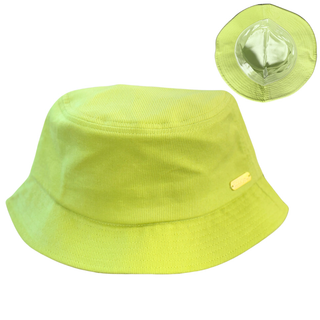 Kids Lime Green Corduroy Satin Lined Bucket Hat