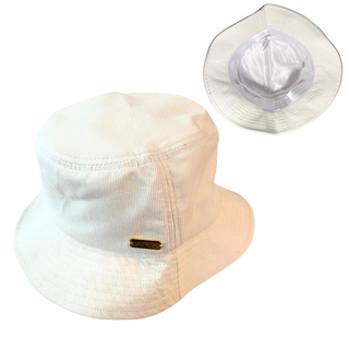 Kids - White Corduroy Satin Lined Bucket Hat