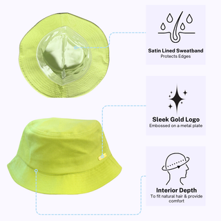 Kids - Lime Green Corduroy Satin Lined Bucket Hat