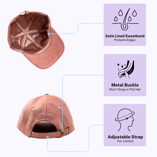 Pink Vegan Suede Satin Lined Baseball Cap