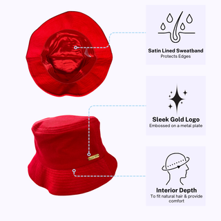 Red Corduroy Satin Lined Bucket Hat