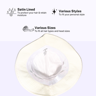 Kids - White Corduroy Satin Lined Bucket Hat
