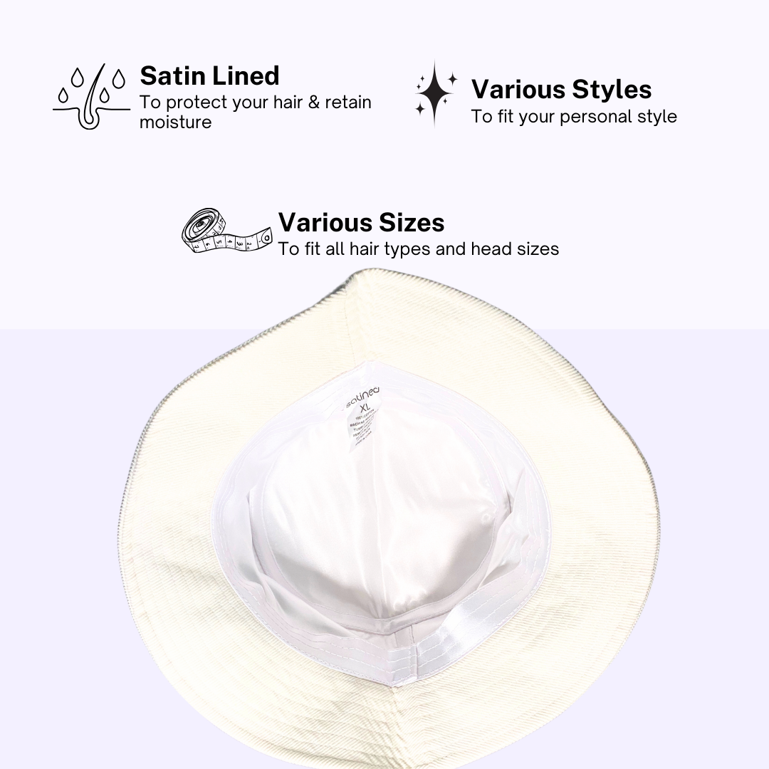 White Corduroy Satin Lined Bucket Hat – Perfectly Satined