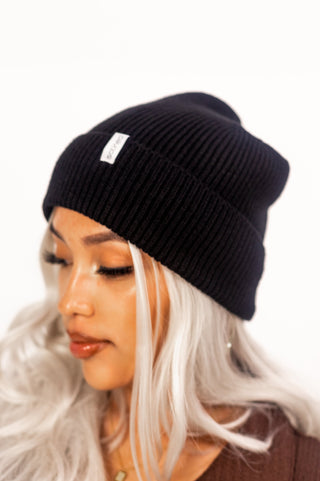 Basic Black Satin Lined Beanie